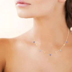 Maison de la Bijouterie Collier fantaisie femme cristal violet plaqué or UW404Z45 | Femme Collier Et Pendentif