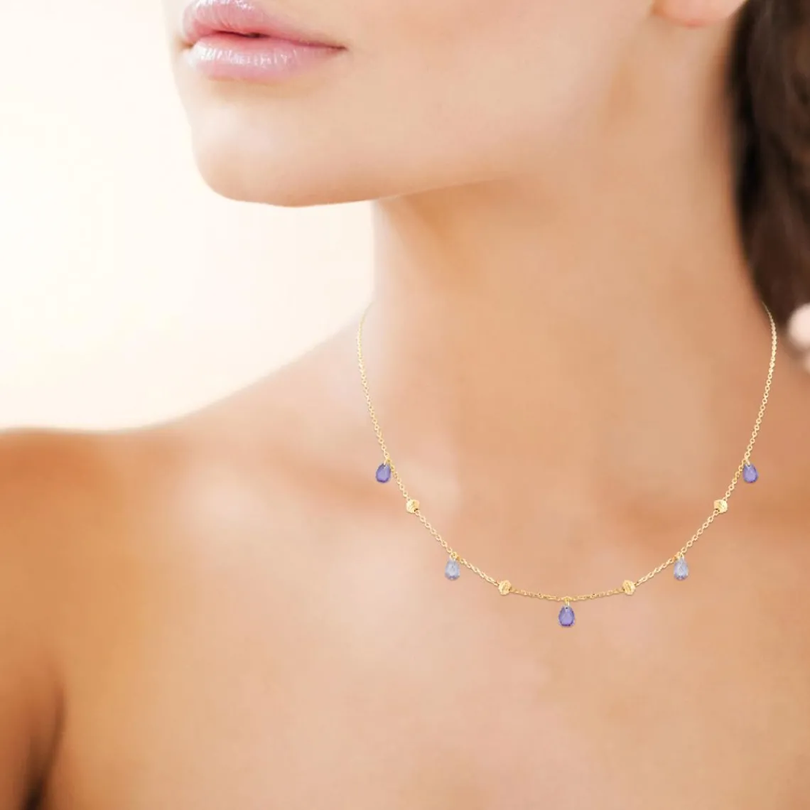 Maison de la Bijouterie Collier fantaisie femme cristal violet plaqué or UW404Z45 | Femme Collier Et Pendentif
