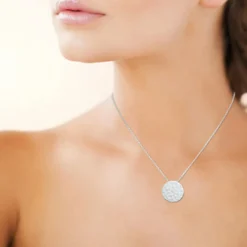 Maison de la Bijouterie Collier fantaisie pendentif martelé Femme Argent WYZ60045 | Femme Collier Et Pendentif