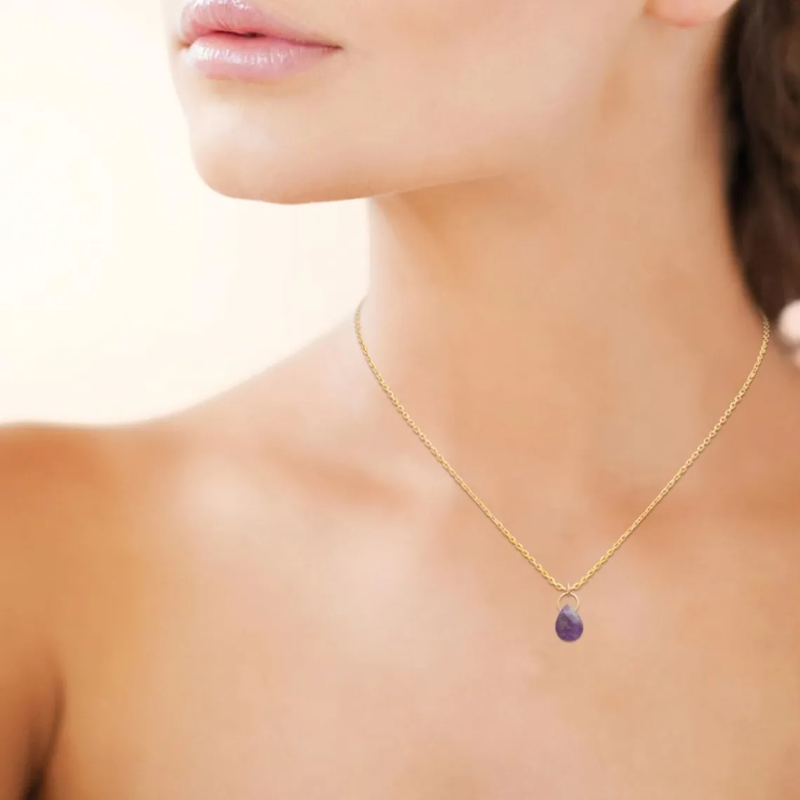 Maison de la Bijouterie Collier femme amethyste plaqué or UW403V45 | Femme Collier Et Pendentif