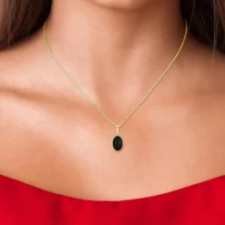 Angèle M Bijoux Collier femme Angèle M B2458-BLACK-ONYX - Métal Doré | Femme Collier Et Pendentif
