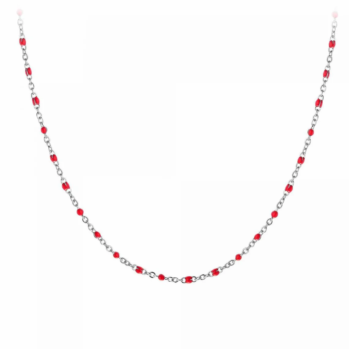 Angèle M Bijoux Collier femme Angèle M - B2380-ROUGE Acier Argent | Femme Collier Et Pendentif