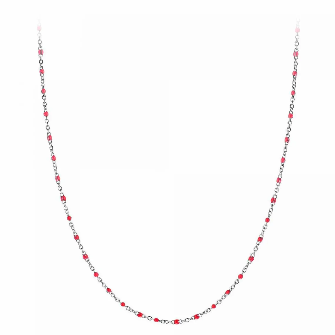 Angèle M Bijoux Collier femme Angèle M - B2380-ROUGE Acier Argent | Femme Collier Et Pendentif