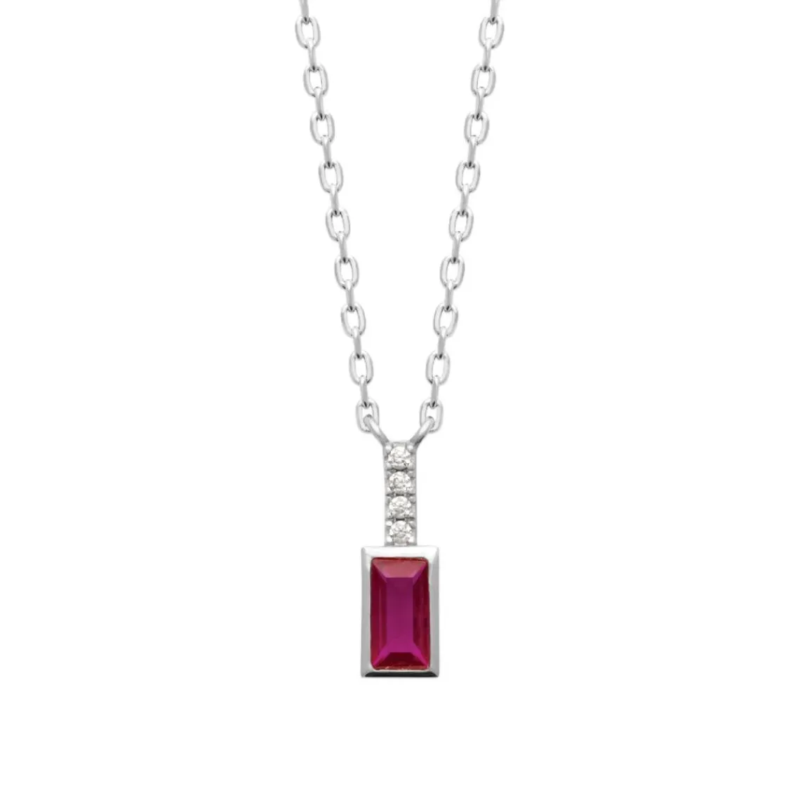 Maison de la Bijouterie Collier femme argent pendentif pierre rouge VW364V45 | Femme Collier Et Pendentif