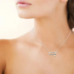 Maison de la Bijouterie Collier femme argent rhodié blanc serti clos serti clos pampille - VW344Z45 | Femme Collier Et Pendentif