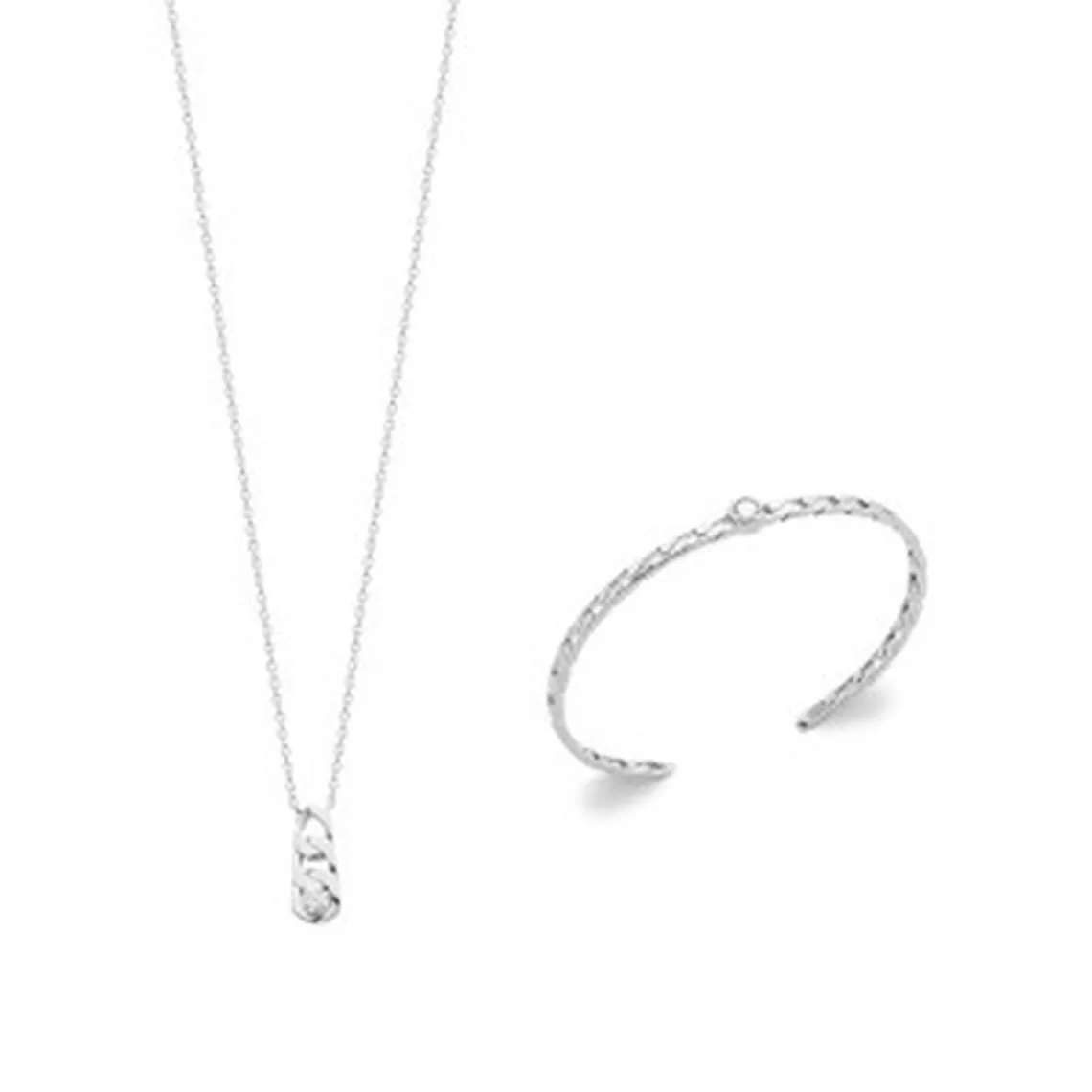 Maison de la Bijouterie Collier femme argent rhodié blanc serti clos - VW34Z545 | Femme Collier Et Pendentif