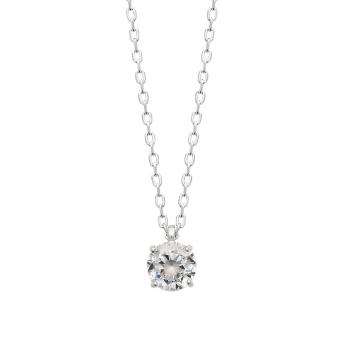 Maison de la Bijouterie Collier femme argent rhodié blanc serti griffe - VW30W645 | Femme Collier Et Pendentif