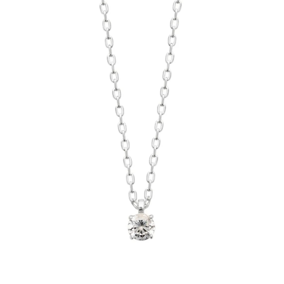Maison de la Bijouterie Collier femme argent rhodié blanc serti griffe - VW30W445 | Femme Collier Et Pendentif