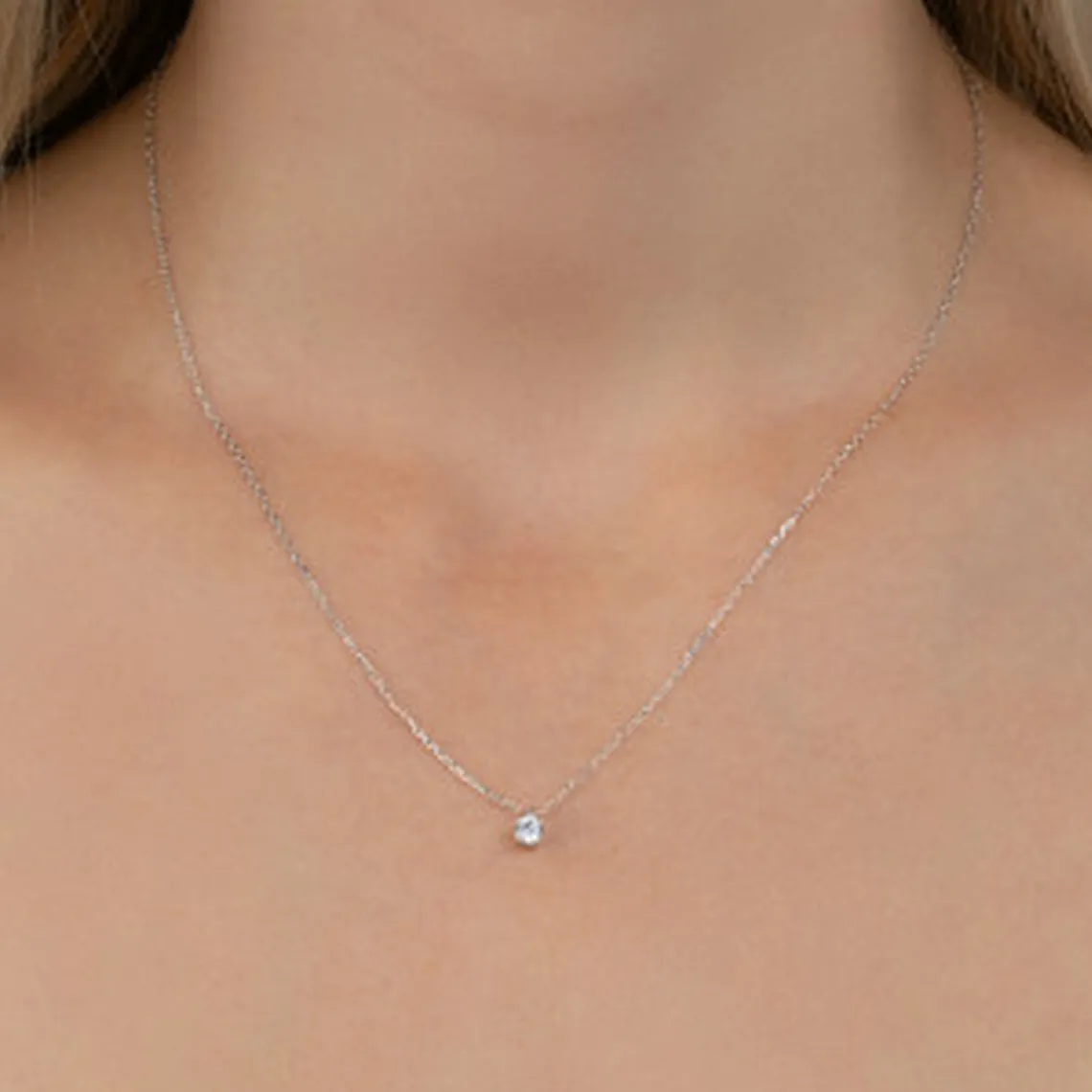 Maison de la Bijouterie Collier femme argent rhodié blanc serti griffe - VW30W445 | Femme Collier Et Pendentif