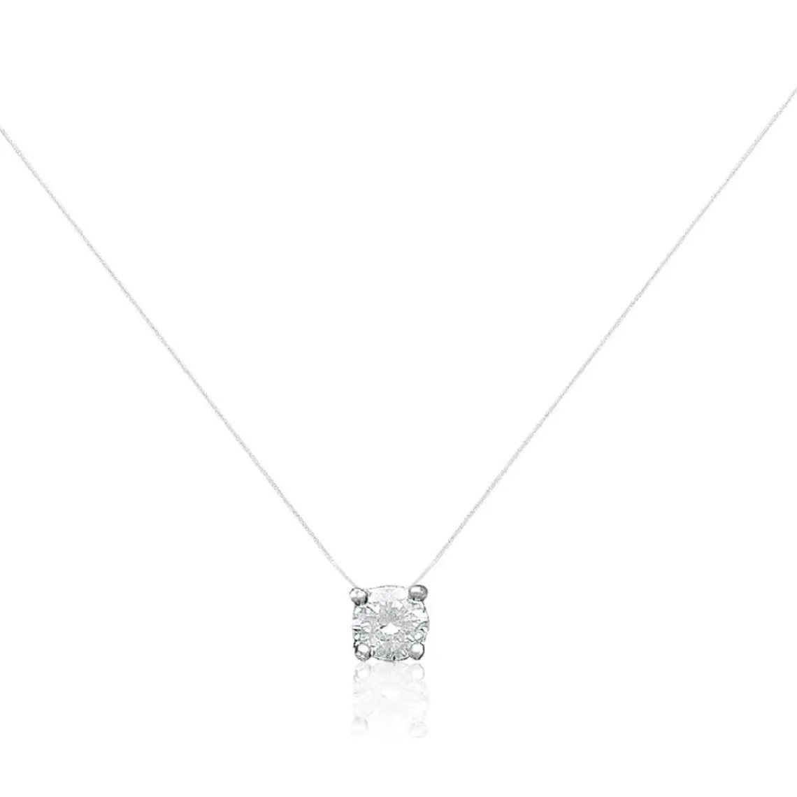 Maison de la Bijouterie Collier femme argent rhodié blanc serti griffe - VWZ3ZY4Y | Femme Collier Et Pendentif
