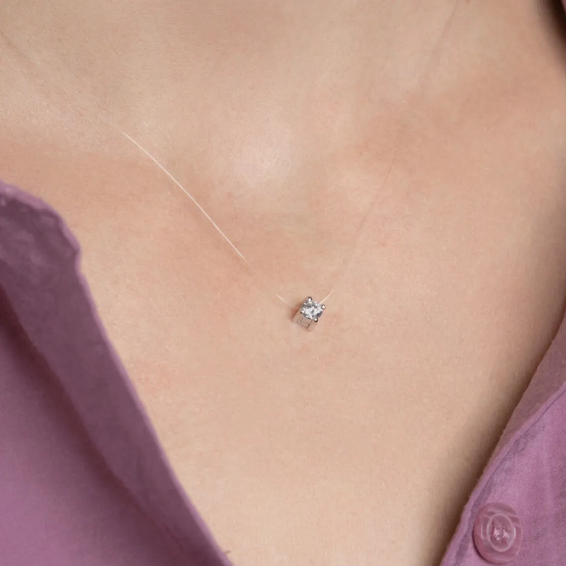 Maison de la Bijouterie Collier femme argent rhodié blanc serti griffe - VWZ3ZY4Y | Femme Collier Et Pendentif