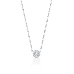 Maison de la Bijouterie Collier femme argent rhodié blanc serti griffe rond - VWZ45Y45 | Femme Collier Et Pendentif