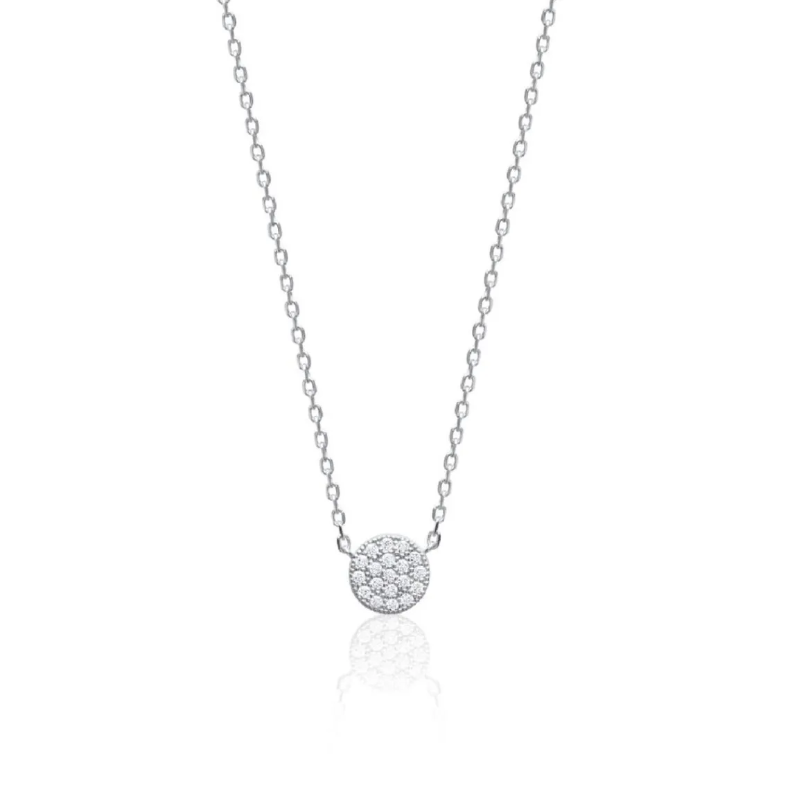 Maison de la Bijouterie Collier femme argent rhodié blanc serti griffe rond - VWZ45Y45 | Femme Collier Et Pendentif