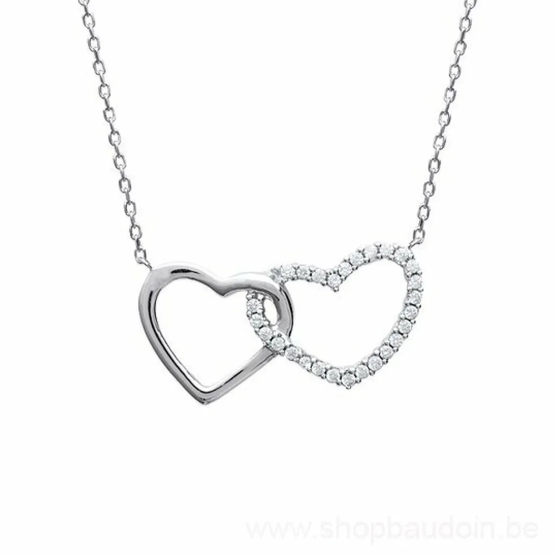 Maison de la Bijouterie Collier femme argent rhodié blanc serti griffe cœur - VW0UVV4Y | Femme Collier Et Pendentif