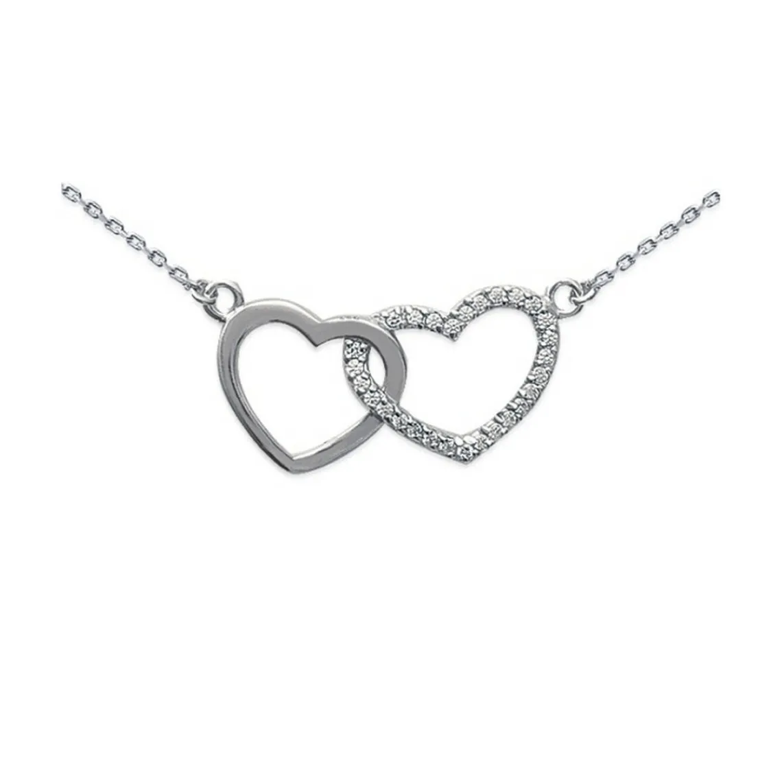 Maison de la Bijouterie Collier femme argent rhodié blanc serti griffe cœur - VW0UVV4Y | Femme Collier Et Pendentif