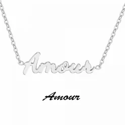 Athème Collier femme - B2689-ARGENT-AMOUR Acier Argent | Femme Collier Et Pendentif