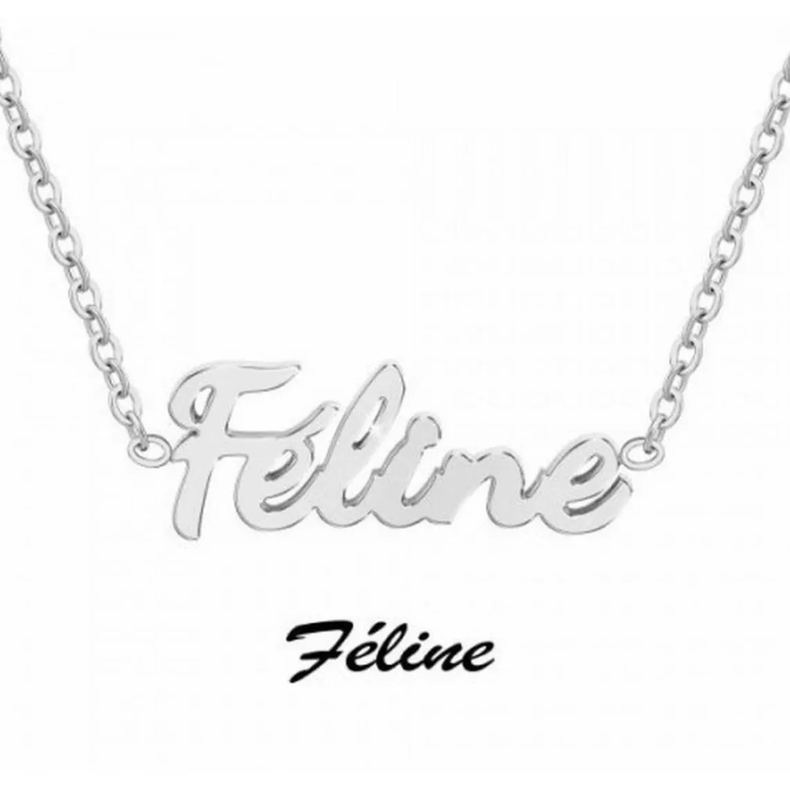 Athème Collier femme - B2689-ARGENT-FELINE Acier Argent | Femme Collier Et Pendentif