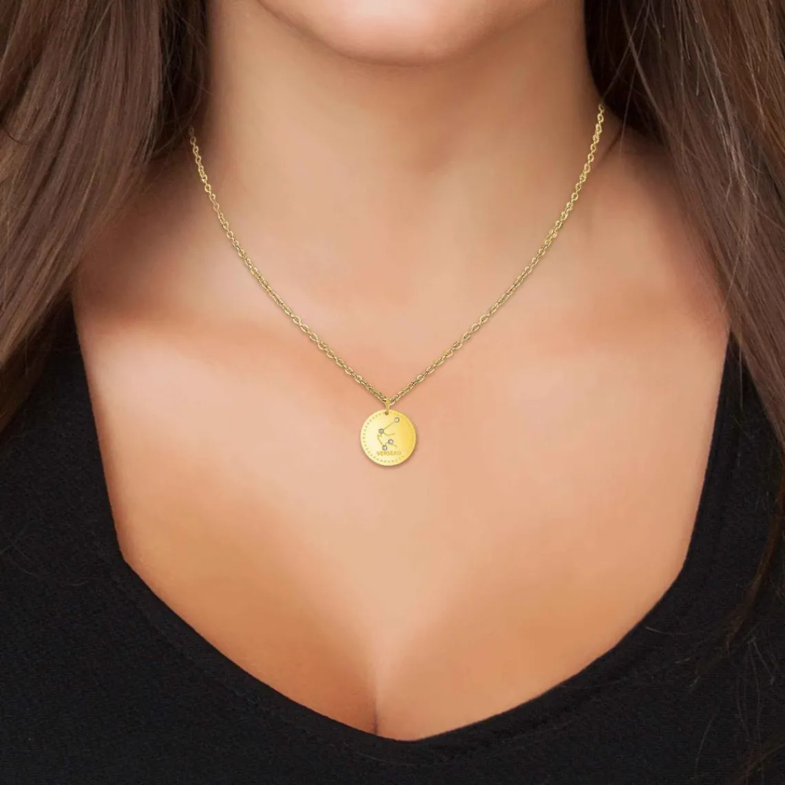 Athème Collier femme - B2449-VERSEAU Acier Doré | Femme Collier Et Pendentif