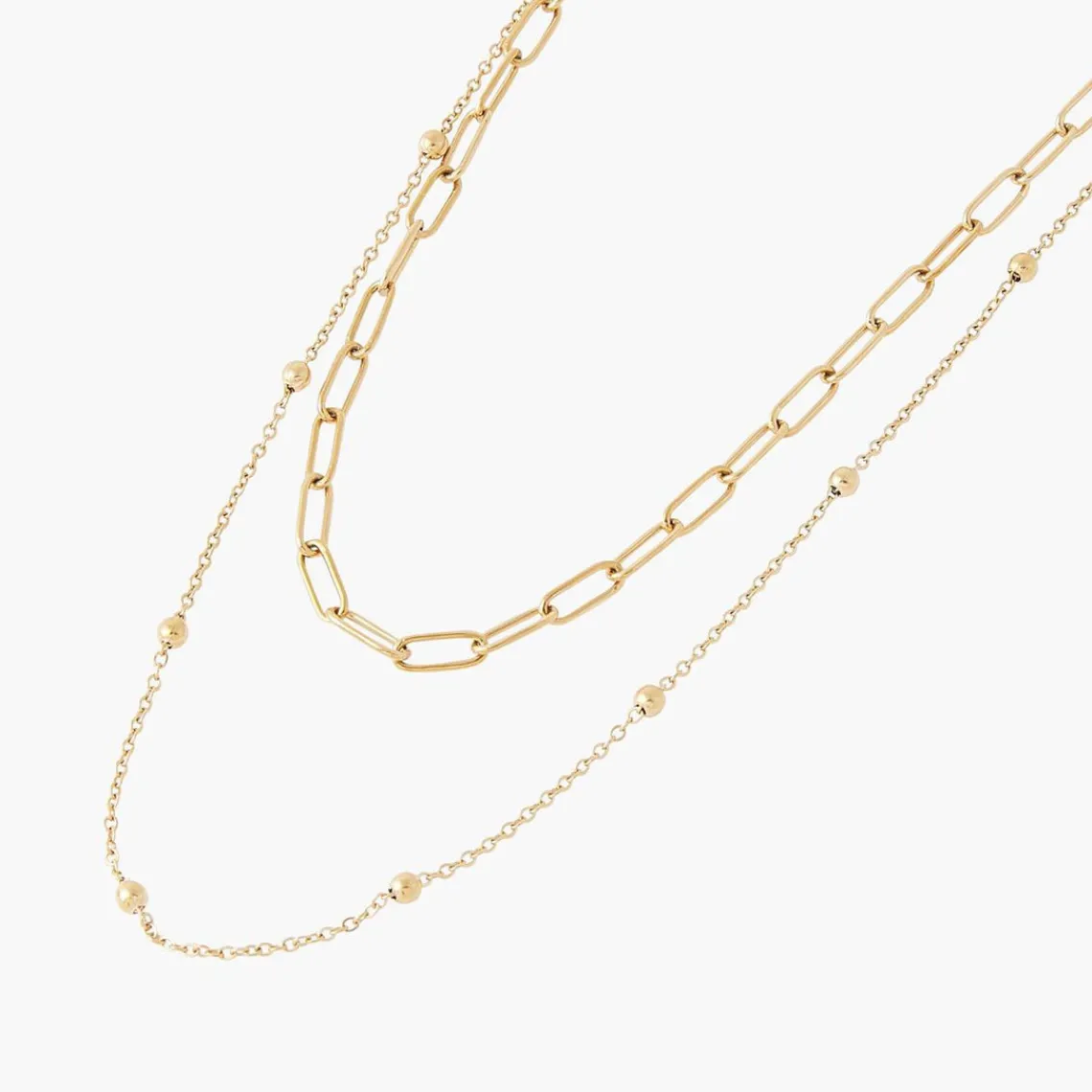 Balaboosté Collier Femme Acier 2 Chaines Différentes - 3502456560390 Métal Doré | Femme Collier Et Pendentif