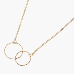 Balaboosté Collier Femme Fin Avec 2 Cercles Ciseles - 3502455709912 Métal Doré | Femme Collier Et Pendentif