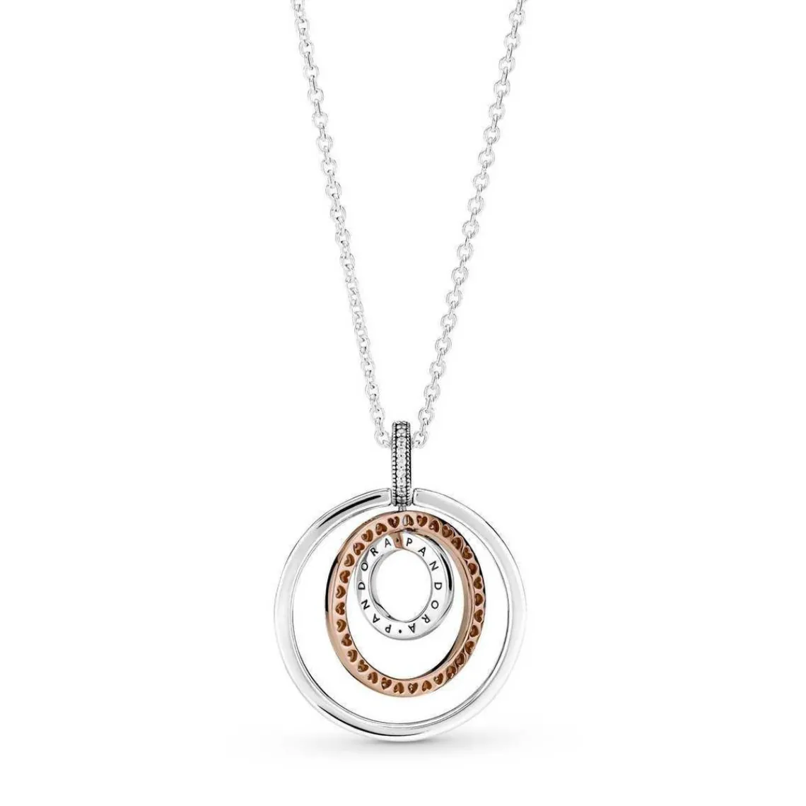 Pandora Collier femme Collier avec Pendentif Cercles Bimatières Signature - 389483C01 Argent | Femme Collier Et Pendentif