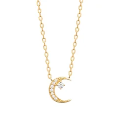 Maison de la Bijouterie Collier femme croissant de lune plaqué or UW35W645 | Femme Collier Et Pendentif