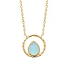 Maison de la Bijouterie Collier femme fantaisie agate bleue plaqué or UW3YU345 | Femme Collier Et Pendentif