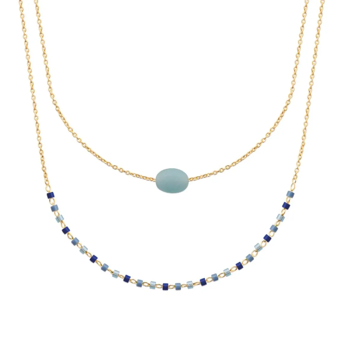 Maison de la Bijouterie Collier femme fantaisie amazonite plaqué or UW3Y4Z45 | Femme Collier Et Pendentif