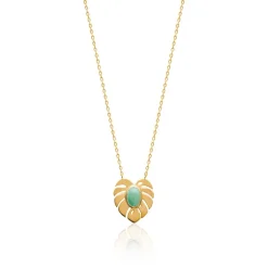 Maison de la Bijouterie Collier femme fantaisie aventurine plaqué or UW30Y545 | Femme Collier Et Pendentif