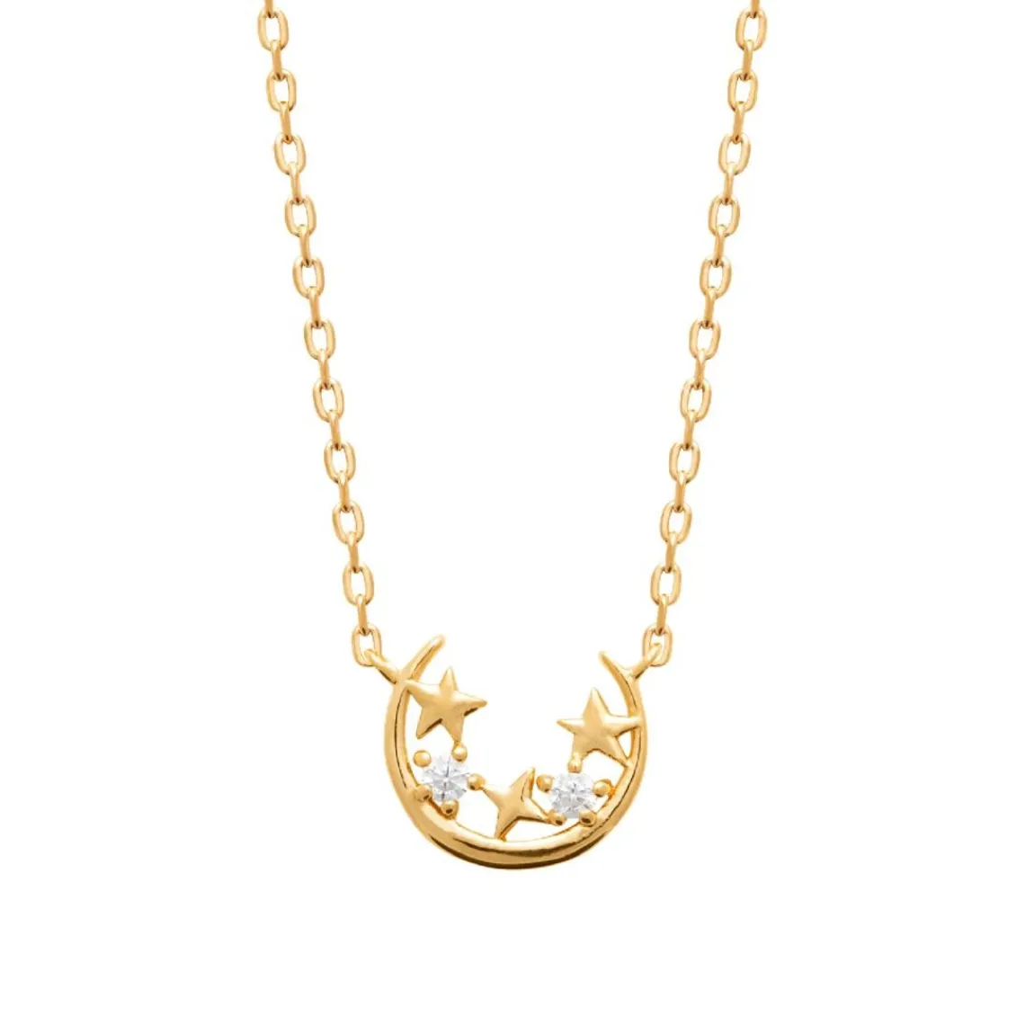 Maison de la Bijouterie Collier femme fantaisie croissant de lune plaqué or UW36W645 | Femme Collier Et Pendentif