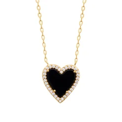 Maison de la Bijouterie Collier femme fantaisie cœur noir plaqué or UW35UY45 | Femme Collier Et Pendentif
