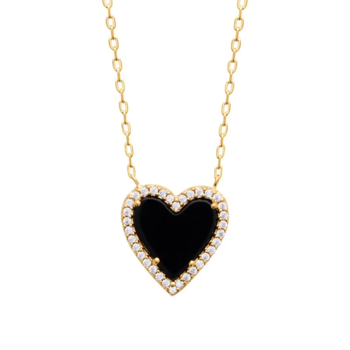 Maison de la Bijouterie Collier femme fantaisie cœur noir plaqué or UW35UY45 | Femme Collier Et Pendentif