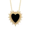 Maison de la Bijouterie Collier femme fantaisie cœur noir plaqué or UW340545 | Femme Collier Et Pendentif