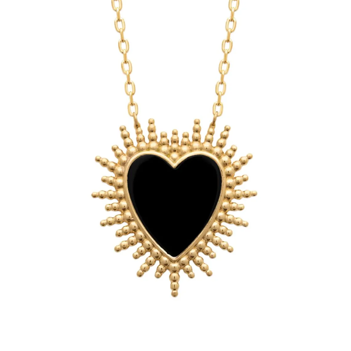 Maison de la Bijouterie Collier femme fantaisie cœur noir plaqué or UW340545 | Femme Collier Et Pendentif