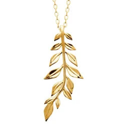 Maison de la Bijouterie Collier femme fantaisie pendentif feuille plaqué or UYY03Y45 | Femme Collier Et Pendentif