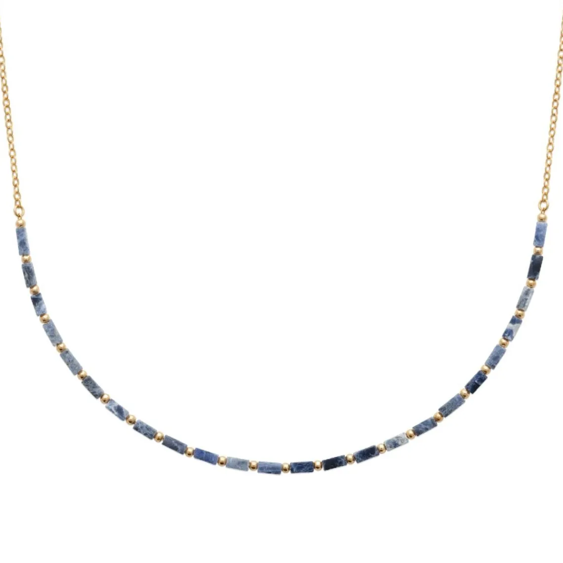 Maison de la Bijouterie Collier femme fantaisie sodalites bleues plaqué or UW3VW645 | Femme Collier Et Pendentif