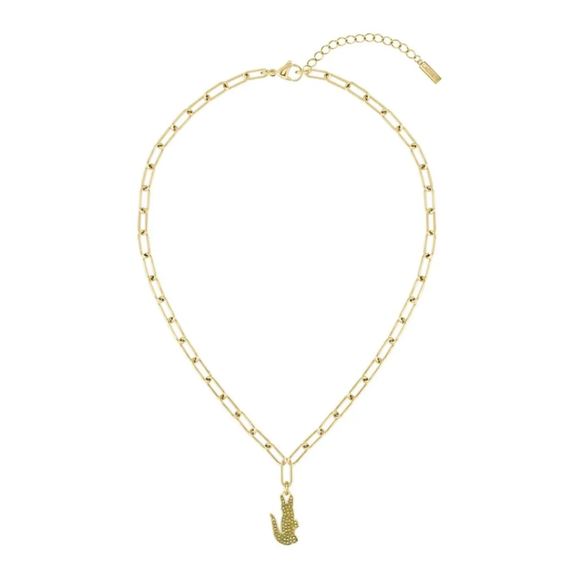Lacoste Collier Femme Crocodile - 2040362 Acier Doré Ajustable Circonference Interieure 457 Mm | Femme Collier Et Pendentif