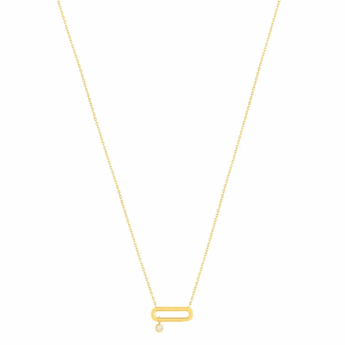 Maison de la Bijouterie Collier femme maillon ovale serti clos plaqué or UW344Z45 | Femme Collier Et Pendentif