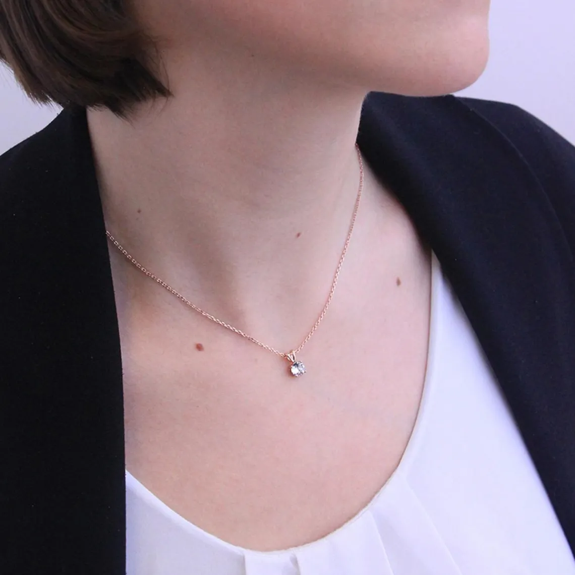 MYC-Paris Collier Femme Solitaire - DP0079-RG Laiton Doré rose | Femme Collier Et Pendentif