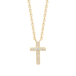 Maison de la Bijouterie Collier femme pendentif croix oxyde plaqué or UW3W5545 | Femme Collier Et Pendentif