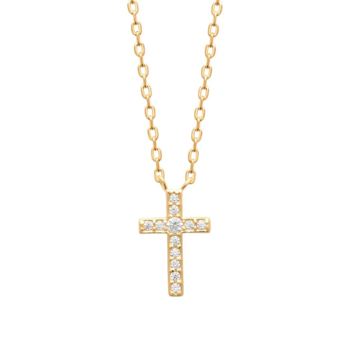 Maison de la Bijouterie Collier femme pendentif croix oxyde plaqué or UW3W5545 | Femme Collier Et Pendentif