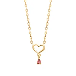 Maison de la Bijouterie Collier femme pendentif cœur pierre rouge plaqué or UW3U5645 | Femme Collier Et Pendentif