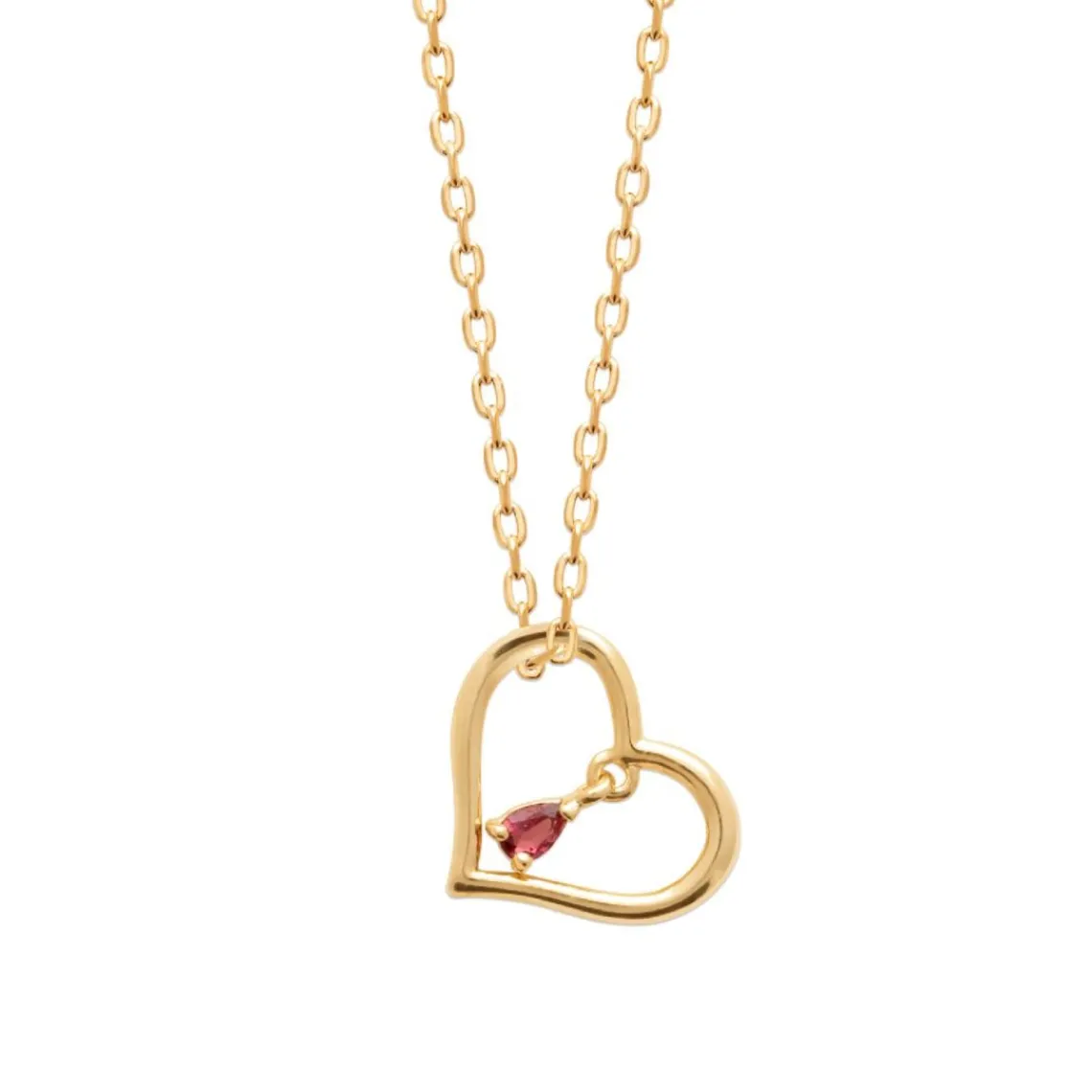 Maison de la Bijouterie Collier femme pendentif cœur pierre rouge plaqué or UW3U5545 | Femme Collier Et Pendentif