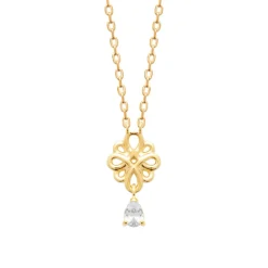 Maison de la Bijouterie Collier femme pendentif fleur plaqué or UW405045 | Femme Collier Et Pendentif