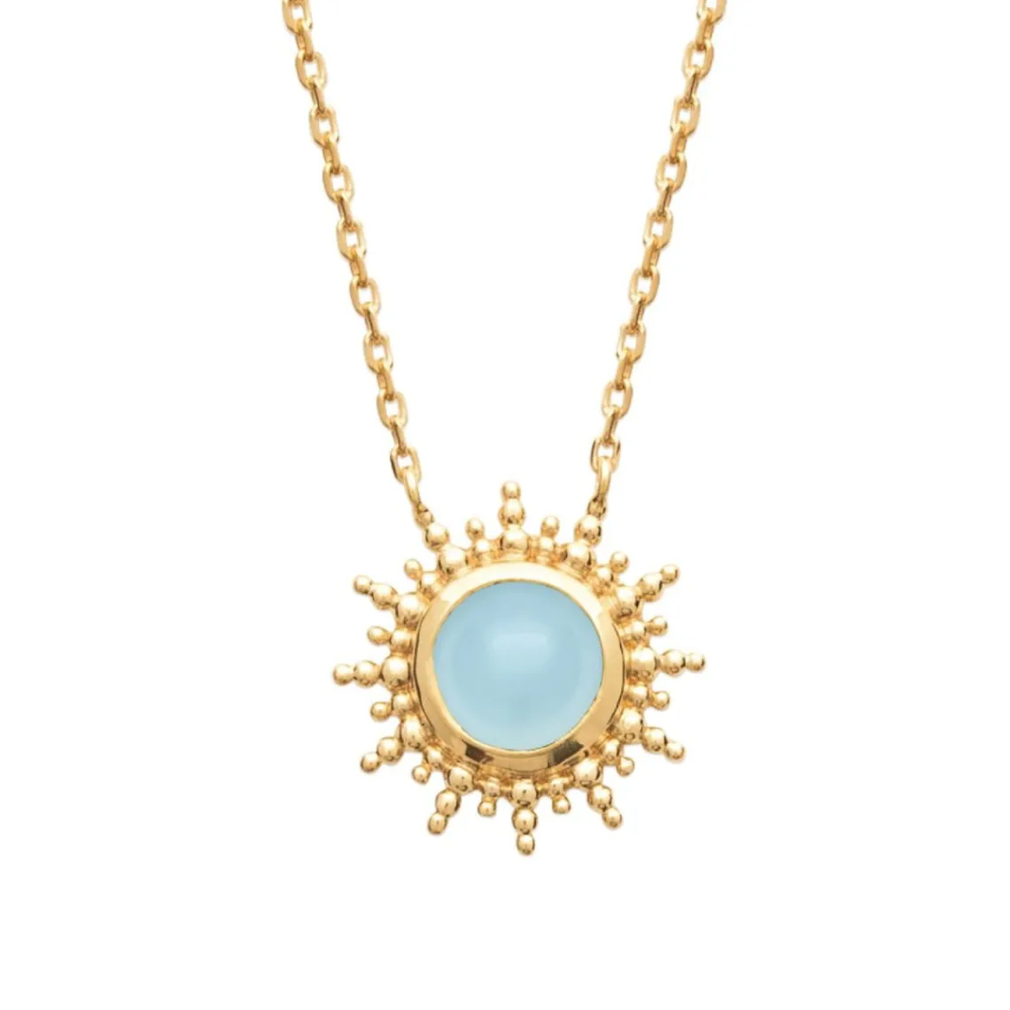 Maison de la Bijouterie Collier femme plaqué or agate bleue serti clos - UW3YUZ45 | Femme Collier Et Pendentif