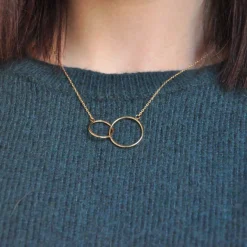 Maison de la Bijouterie Collier femme plaqué or double cercle - UYZZ5U45 | Femme Collier Et Pendentif