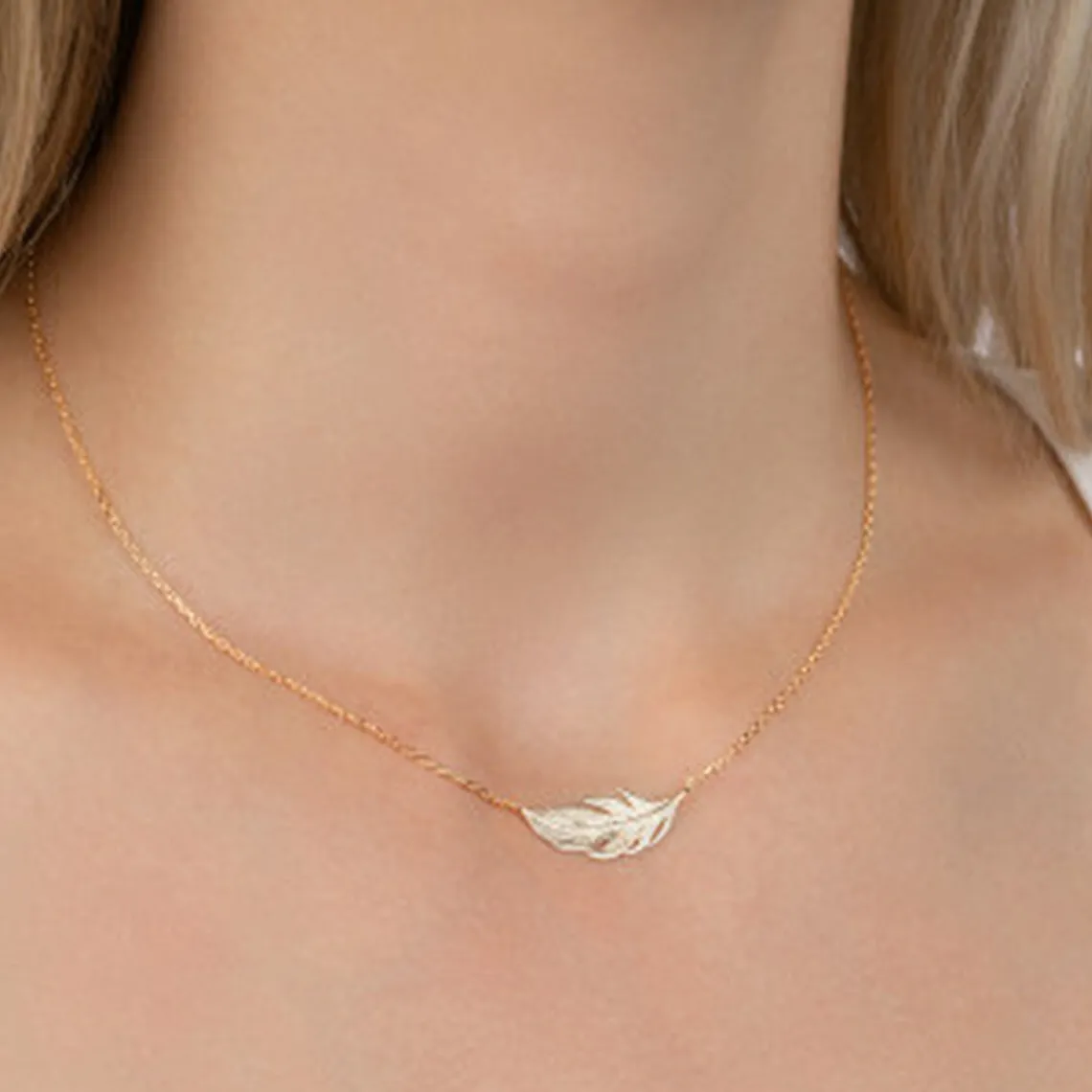 Maison de la Bijouterie Collier femme plaqué or feuillage - UYZ35345 | Femme Collier Et Pendentif