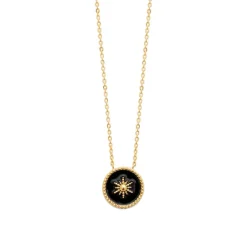 Maison de la Bijouterie Collier femme plaqué or laque noir - UYZ6W345 | Femme Collier Et Pendentif