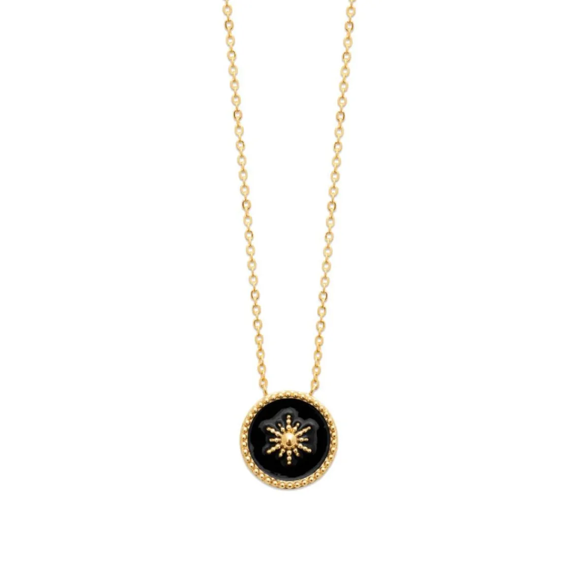 Maison de la Bijouterie Collier femme plaqué or laque noir - UYZ6W345 | Femme Collier Et Pendentif