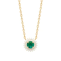 Maison de la Bijouterie Collier femme plaqué or oxyde et pierre verte UW3UVY45 | Femme Collier Et Pendentif
